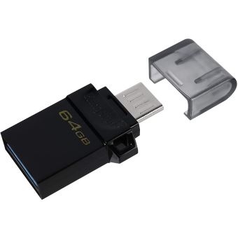 Kingston DataTraveler DTDUO3G2 microDuo3 G2 64Go Clé microUSB et USB Type-A ports pour Android OTG Noir - 1