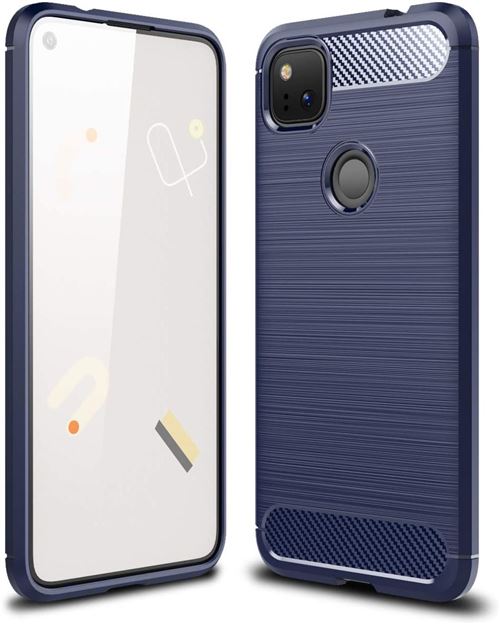 Coque Souple en Gel Silicone pour Google Pixel 4A Carbone effet Brossé - Bleu