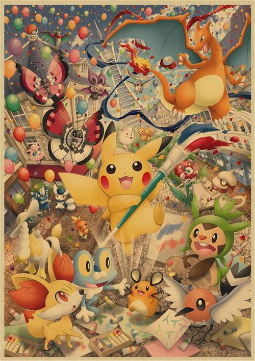 Poster Affiche Attrape Les Tous Pokemon Pikachu Manga Anime(91x128cmB) -  Cdiscount Maison