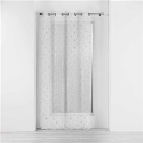 Voilage a oeillets 140 x 240 cm voile sablé brodé Olympia Gris Douceur d'Intérieur