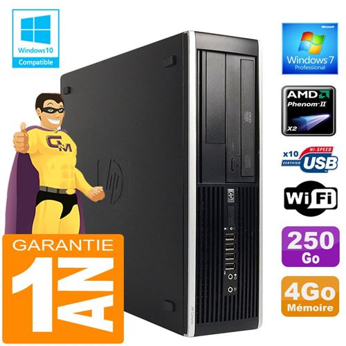 Pc hp compaq 6005 pro sff amd phenom ii ram 4go disque 250go graveur dvd wifi w7