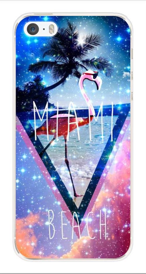 Coque en silicone imprimée compatible iPhone 5 iPhone 5S Miami beach