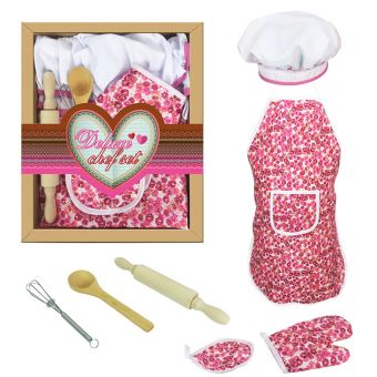 Jouet Cuisine Enfants DIY - Ensemble Avec Tablier, Ustensiles, Moules, Pour Jeu De Rôle Dès 3 Ans