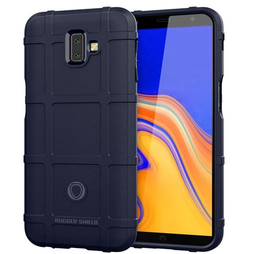 Coque en TPU grille carrée anti-chocs souple bleu foncé pour votre Samsung Galaxy J6 Plus