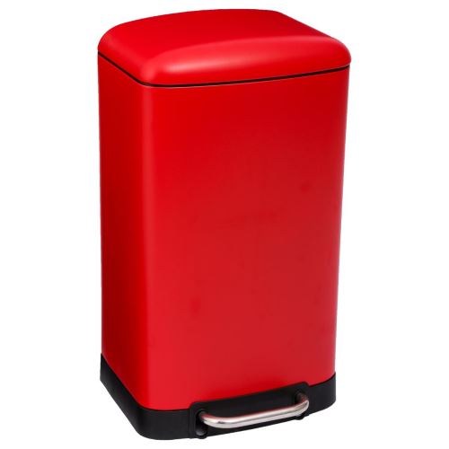 Poubelle 30l en métal finition mate - fermeture silencieuse - rouge
