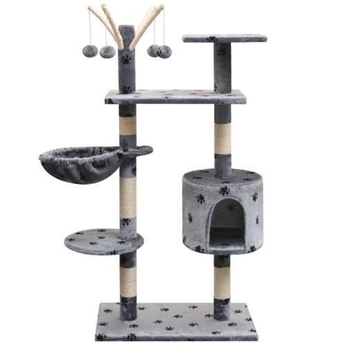 Vidaxl - Arbre &agrave; chat et griffoir Sisal 125 cm Empreintes de pattes Gris