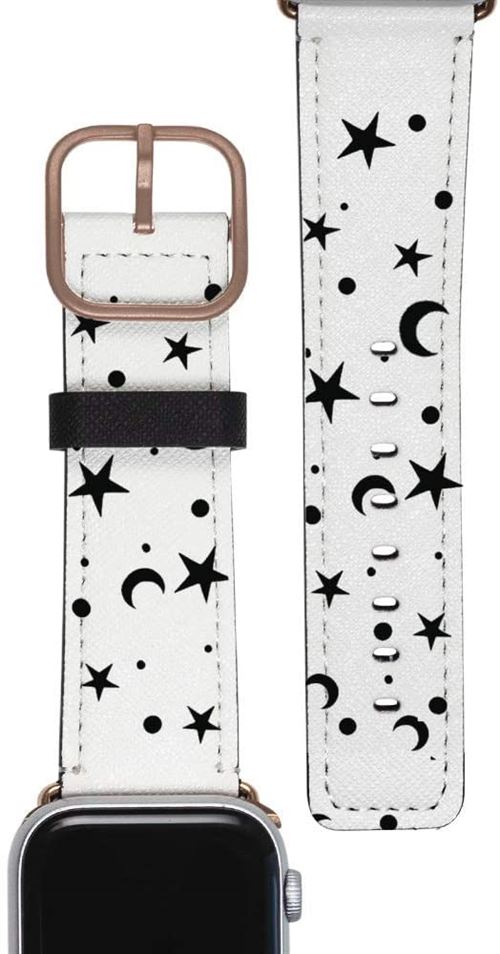 Gocase Mond & Sterne Bracelet de Rechange en Cuir Vegan pour Apple Watch 38/40 mm Compatible avec Apple Watch 38/40 mm