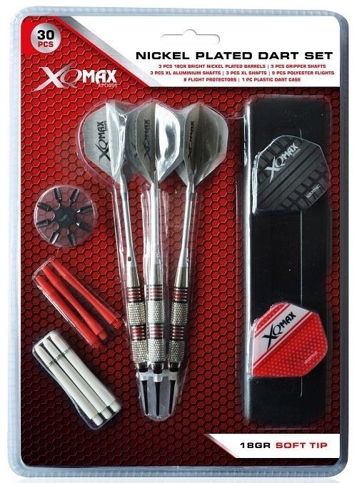 XQ Max dartet embout Nickelsouple 18 gr argent/rouge 30 pièces
