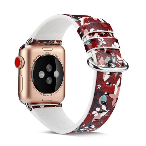 Bracelet en cuir véritable fleur style A pour votre Apple Watch Series 4 40mm/Series 3 2 1 38mm