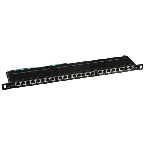 Panneau à connexions Cat. 6, 24 x, 19, noir RAL9005, 0.5U