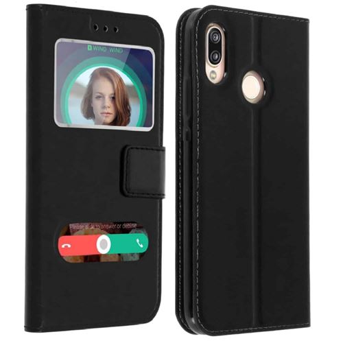 Etui double fenêtre pour HUAWEI P20 Lite - Noir