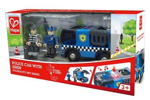 Hape voiture de police en bois de sirène 9,5 cm