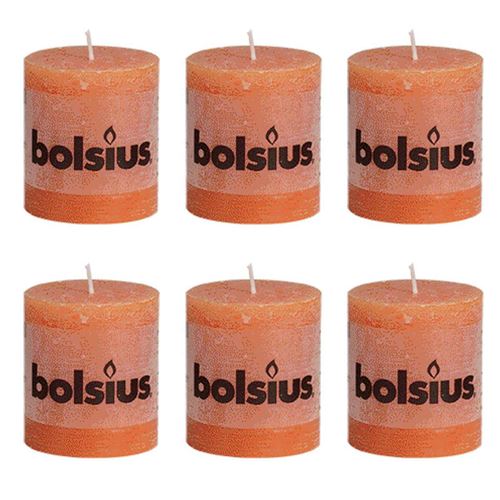 Lot de 6 bougies 80 x 68 mm orange Bolsius