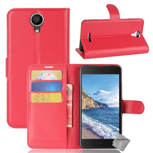 Housse etui coque pochette portefeuille pour Wiko Harry avec film ecran - ROUGE