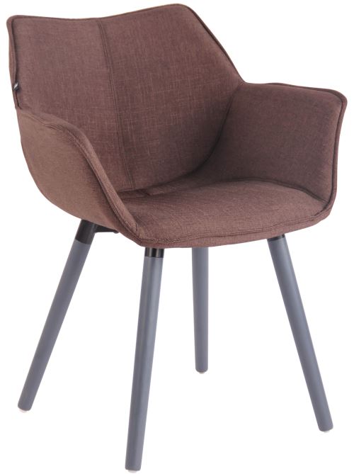 Chaise de salle à manger Zack V2 Tissu - Piètement Gris - Couleur Marron