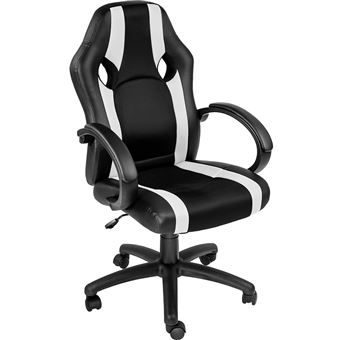 Tectake Chaise Gamer Racing Sport Ergonomique Hauteur Reglable Rayures Noir Blanc Achat Prix Fnac