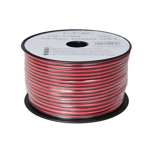 Bobine de 100M - Câble haut-parleur 2 x 2,5 mm² - Rouge/Noir - Ibiza Sound CHP2.5RN