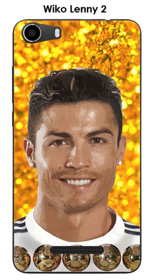 Coque TPU gel souple Wiko Lenny 2 design Ronaldo fond orangé