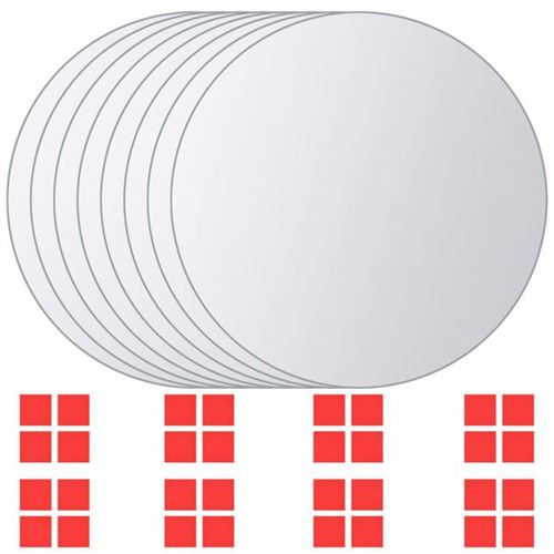 vidaXL Spiegeltegels rond glas 8 st
