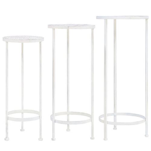 VIDAXL - Support de plantes - Style Vintage - Ensemble de 3 - Blanc - Image 3