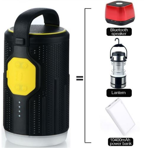 Lanterne de Camping Batterie Externe Portable 10400 mAh Haut-Parleur Bluetooth (Rouge)