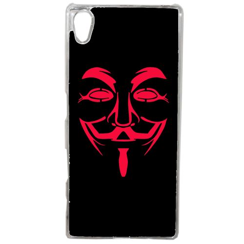 Coque Anonymous Noir Et Rouge Compatible Sony Xperia Z4 Transparent