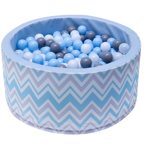 WELOX WELOX Piscine 200 balles 90x40 cm pour bébé Bleu avec zigzag
