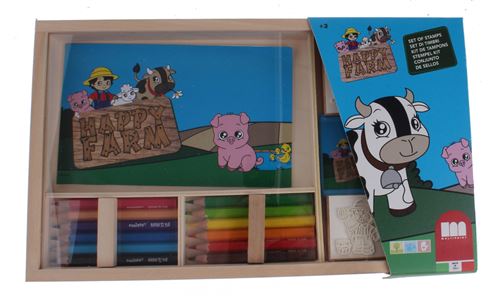 Multiprint ensemble de 19 pièces de couleur de la ferme Happy Farm