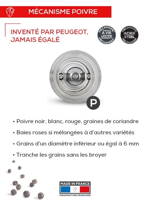 Moulin à Poivre Nancy 12 cm Transparent Peugeot - Cuisineaddict