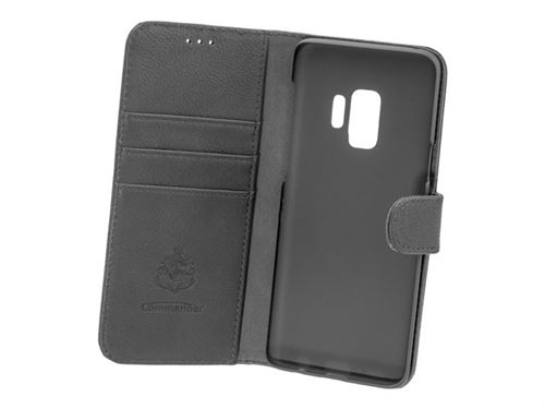 PETER JÄCKEL COMMANDER BOOK CASE ELITE - Flip cover voor mobiele telefoon - leer - zwart - voor Samsung Galaxy S9