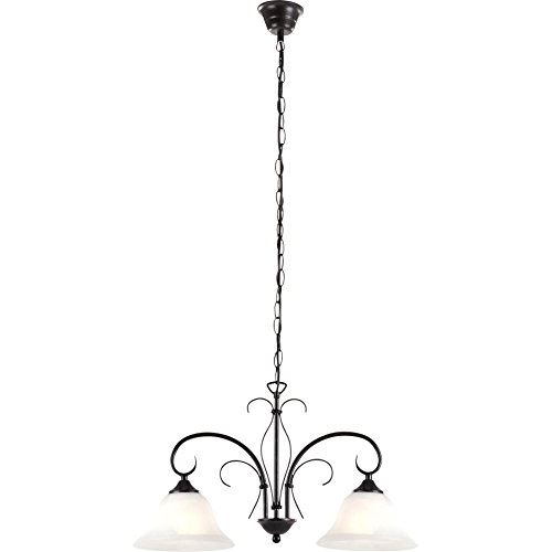 Suspension métal cuivré antique, optique albâtre blanc, lxh 535x1100, excl. 2xe27 60w 230v