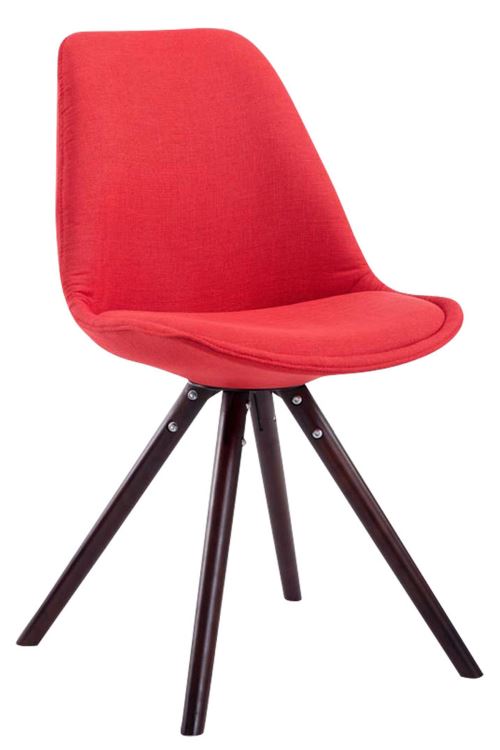 Chaise Toulouse tissu pieds ronds , Rouge/Cappuccino