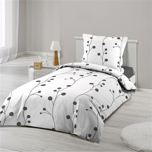 Parure 2 p. 140 x 200 cm imprime 57 fils allover clochettes Blanc