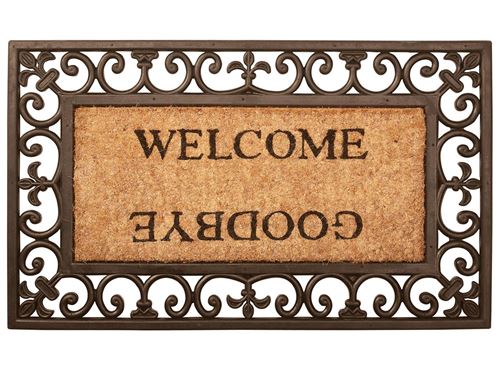 Paillasson tapis Welcome Goodbye caoutchouc coco - 76 x 45 cm