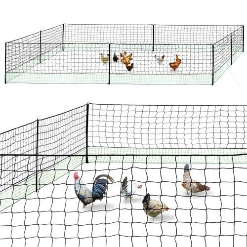 Kit clôture filet à poules 25 M avec porte 9 piquets double pointes