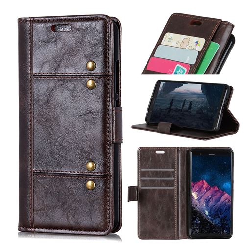 Etui en PU rivet décoré café pour votre Huawei Honor Magic 2