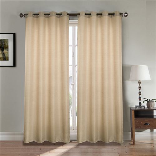 Paire de rideaux aspect lin - taupe - Dimensions : 140x260cm