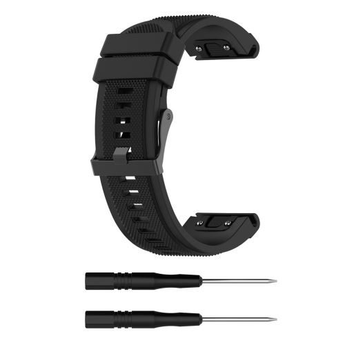 Bracelet de montre Compatible avec GARMIN FENIX 6X, Silicone - Noir