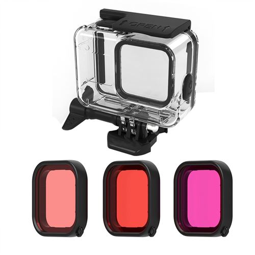 Caméra De Sport 4 En 1Waterproof Shell Housing Plongée 60M + Filte Pour Go-Pro 8 Noir MK4548