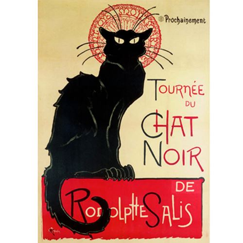 Plaque métal Le chat noir 21 x 15 cm