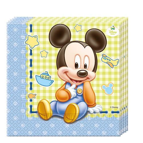 20 serviettes 33x33 baby mickey