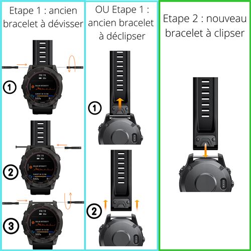 6 Passant de Montre Garmin Anneau Bracelet pour montre Connectée