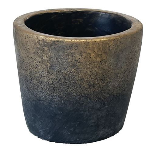 DECOSTAR Cache Pot de Fleurs en ciment Gris et Or - Hauteur 6.8 cm - Diamètre 7.9 cm