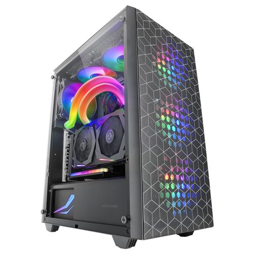 Mars Gaming MC-MAG, Caja Gaming ATX, Ventana Lateral Completa Cristal Templado, Doble Rejilla Magnética Antipolvo Frontal + Superior, 3x Ventiladores FRGB 120mm, Refrigeración Líquida 360mm, Caja PC
