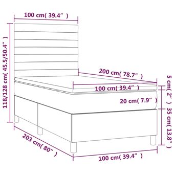 Vidaxl - vidaXL Sommier tapissier matelas et LED Gris clair