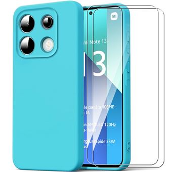 Coque + 2 Verres Trempés pour Xiaomi Redmi Note 13 4G (pas pour 5G), Silicone Mat Protection Ultra Slim Souple - Bleu - BOOLING - 1