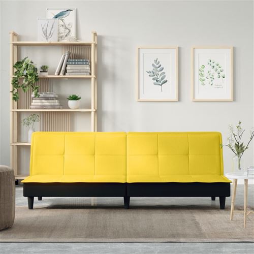 VidaXL Canapé-lit jaune clair tissu