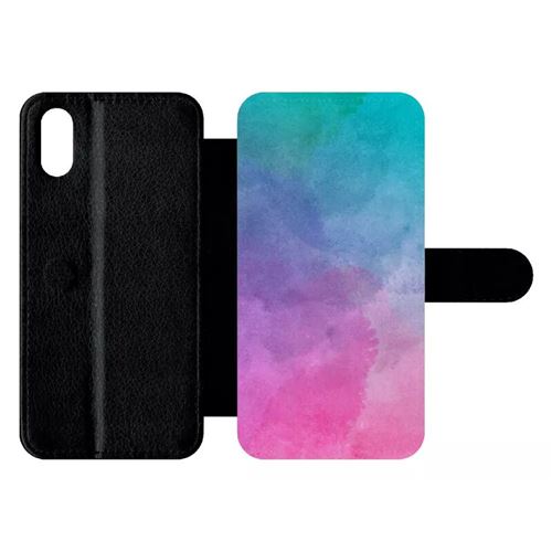 Etui My-Kase pour iPhone X - peinture aquarelle - Simili-cuir Noir