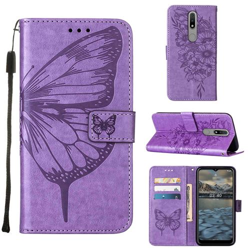 MPFRANCE Housse pour Nokia 2.4 Violet [Papillon V3]
