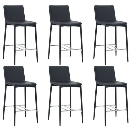vidaXL Tabourets de bar 6 pcs Noir Similicuir